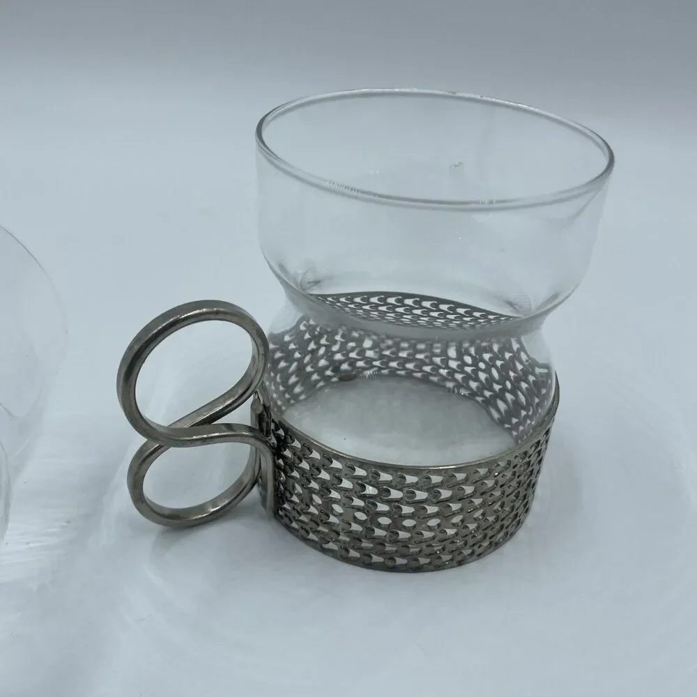 Vtg Iittala Tsaikka Glass with Holder + 1 Bonus Replacement Glass No Holder